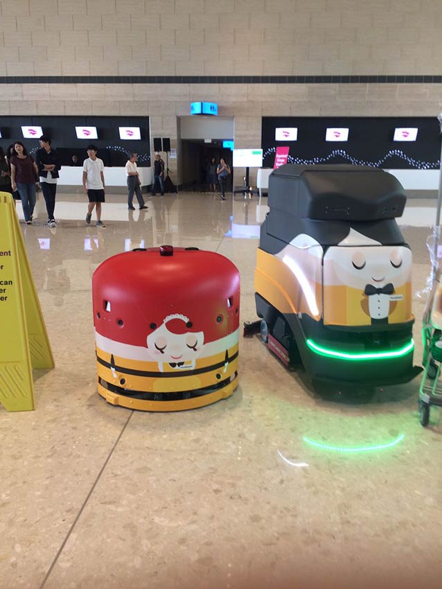 Robotic cleaners at T4 Changi Airport